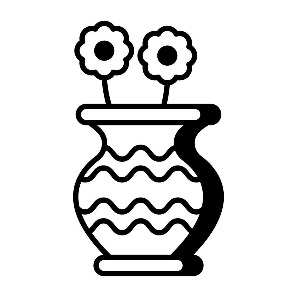branché conception icône de fleur vase vecteur