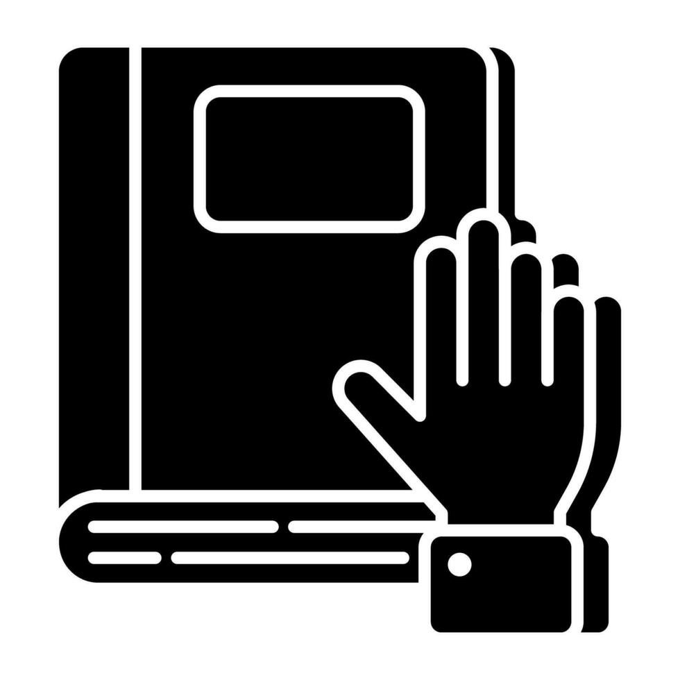 icône de téléchargement premium du livre de serment vecteur
