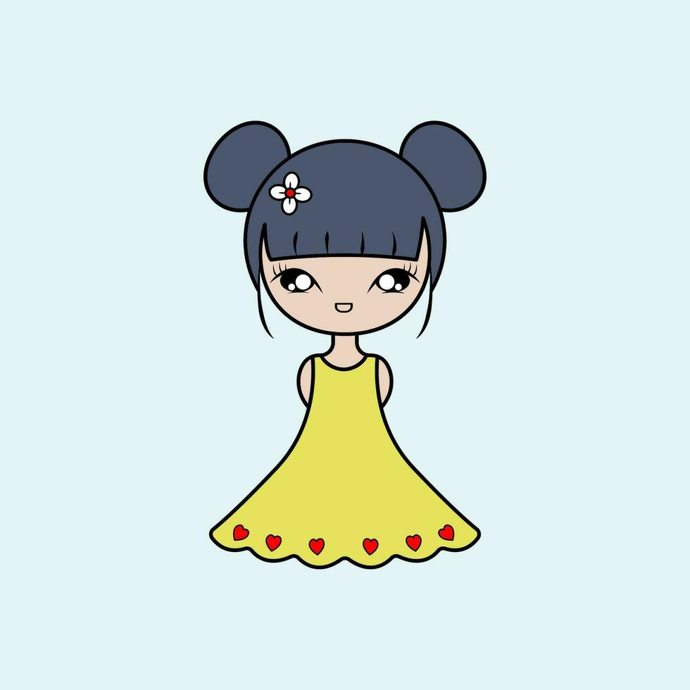 mignonne fille dessin animé pour dessin livre. vecteur illustration