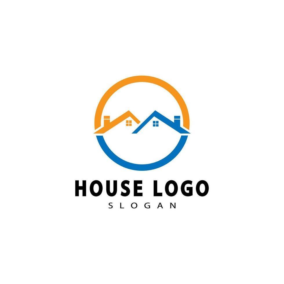 logo immobilier, logo constructeur, illustration vectorielle de modèle de conception de logo de construction de toit vecteur