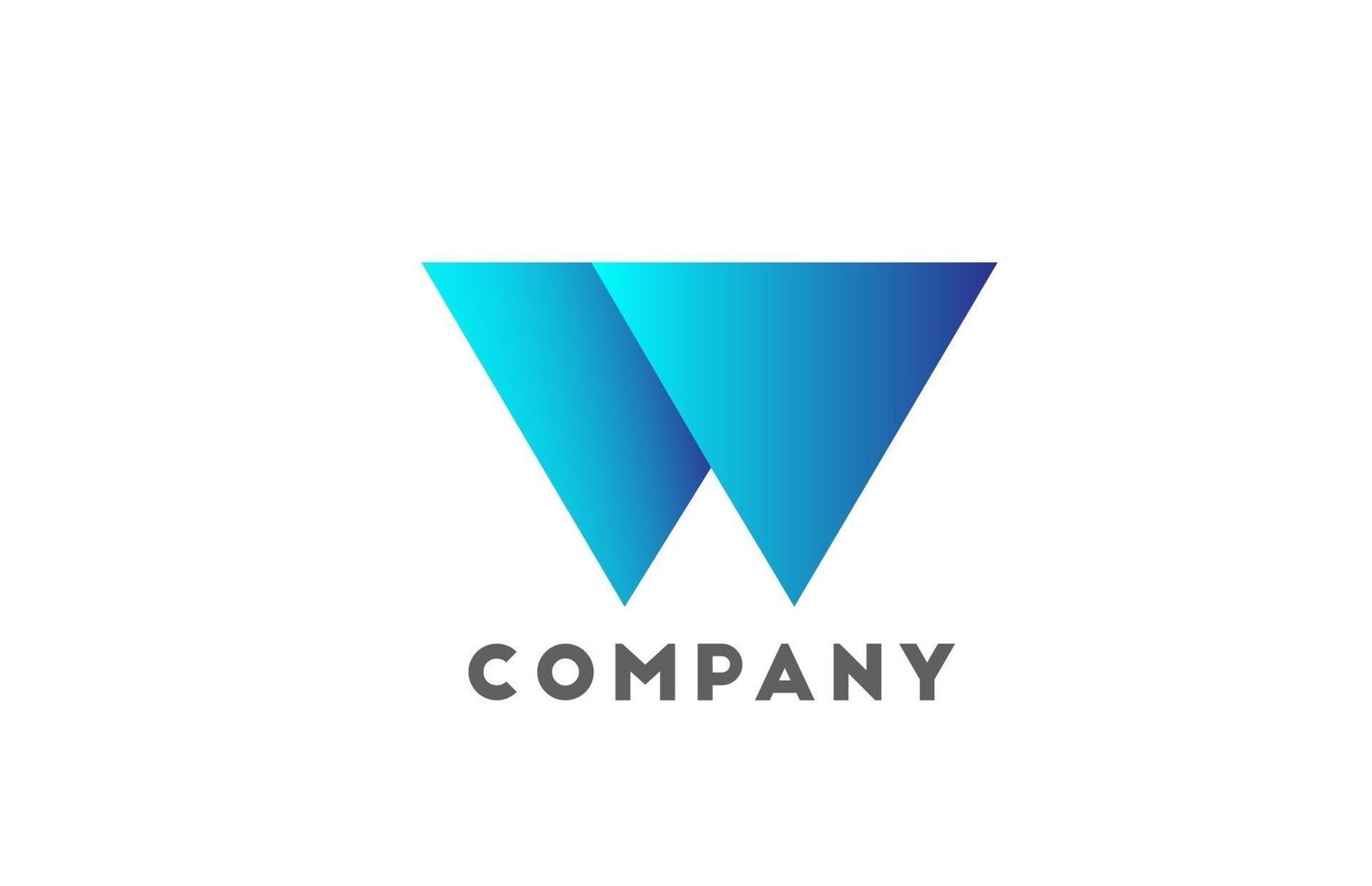 w lettre de logo alphabet géométrique pour entreprise et entreprise de couleur bleue. marquage et lettrage d'entreprise avec un design et un dégradé futuristes vecteur