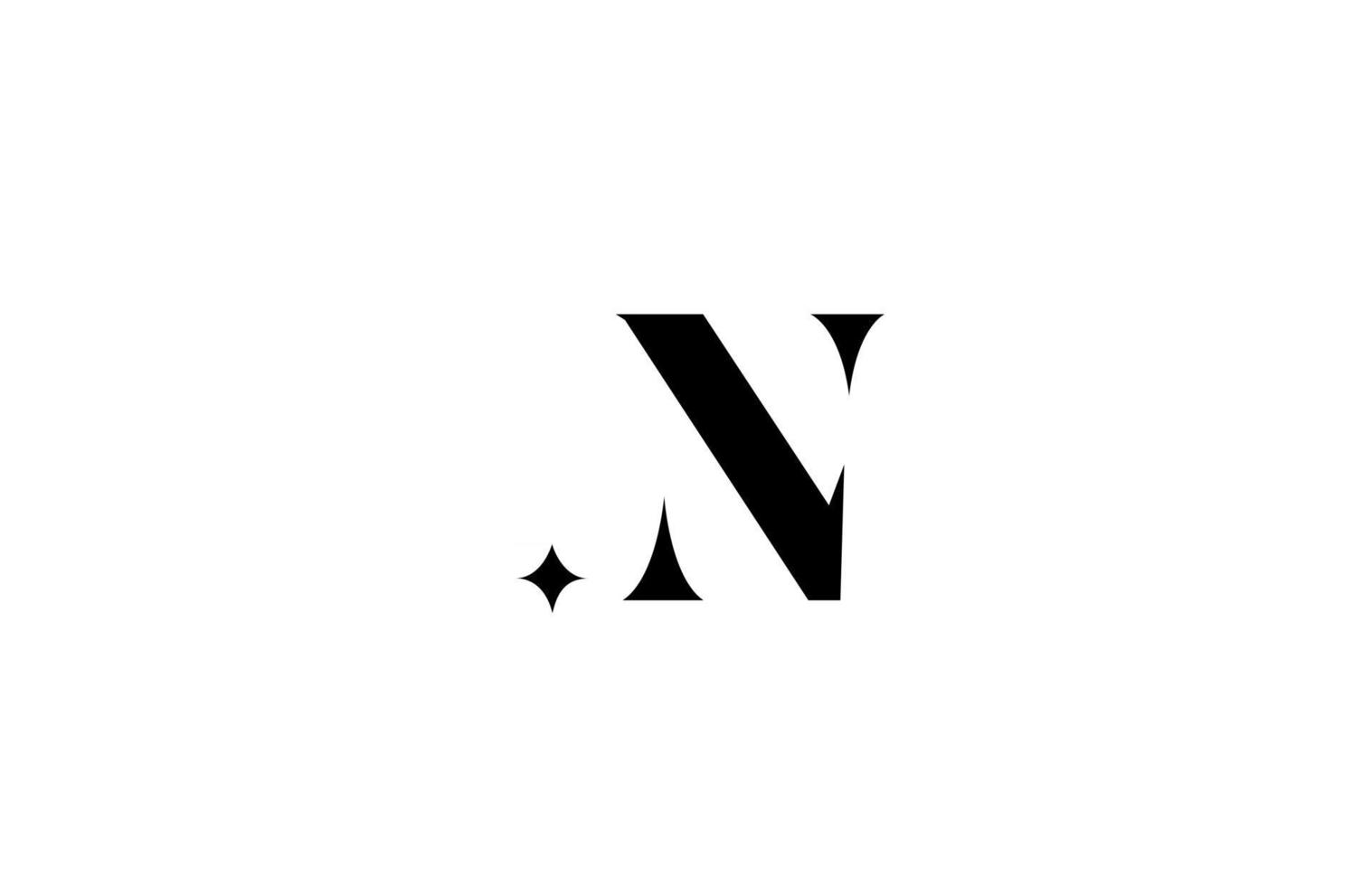 logo de lettre de l'alphabet n noir et blanc pour les entreprises avec étoile. lettrage créatif pour entreprise. icône de conception de marque d'identité d'entreprise vecteur