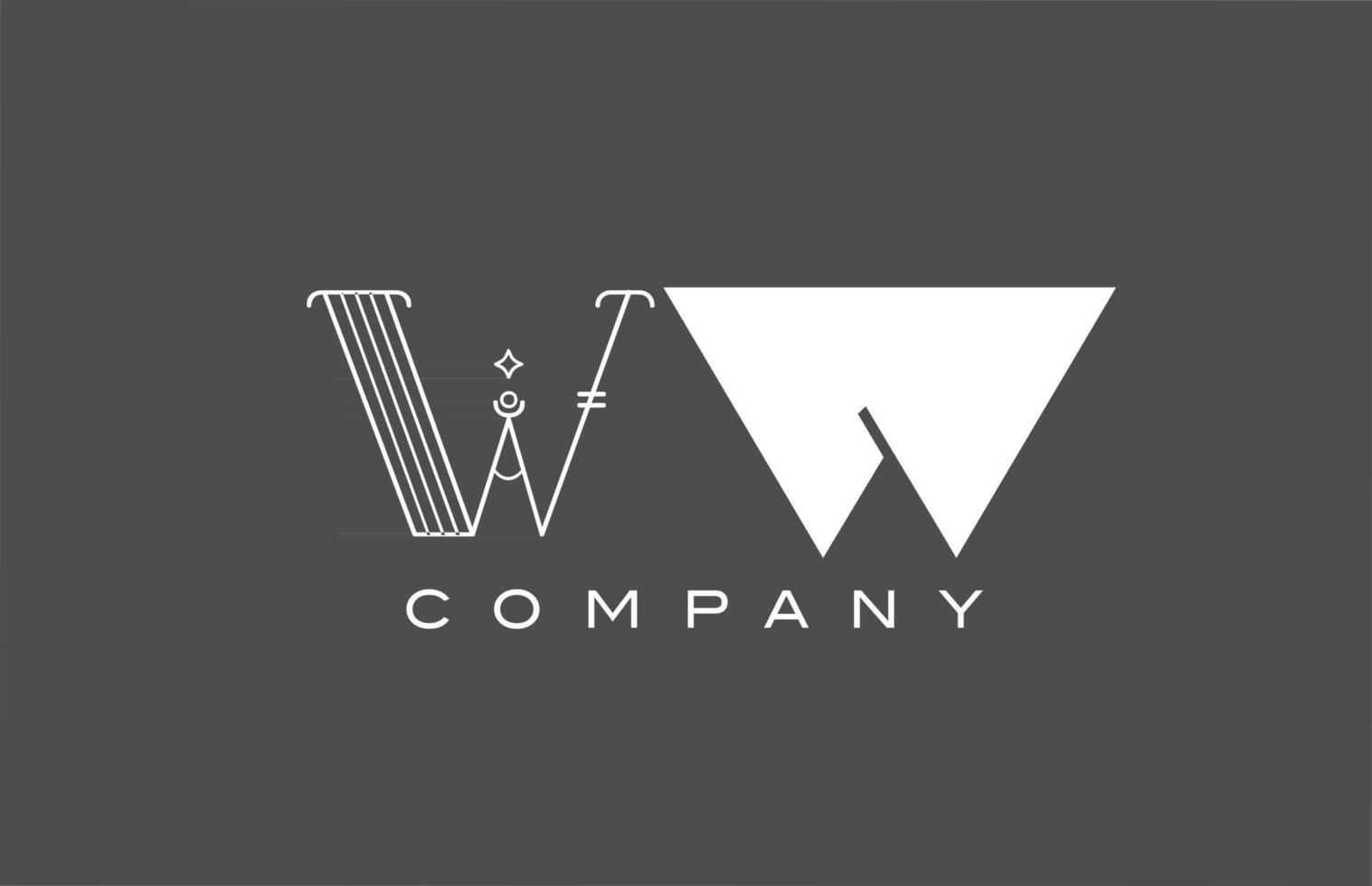 géométrique w ww gris blanc alphabet lettre icône du logo pour l'entreprise. conception de combinaison de styles différents pour les entreprises et les entreprises vecteur