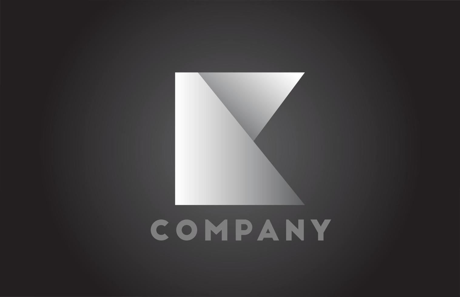 logo de lettre de l'alphabet géométrique k blanc et noir pour les entreprises. marquage et lettrage d'entreprise avec un design futuriste et un dégradé pour l'entreprise vecteur