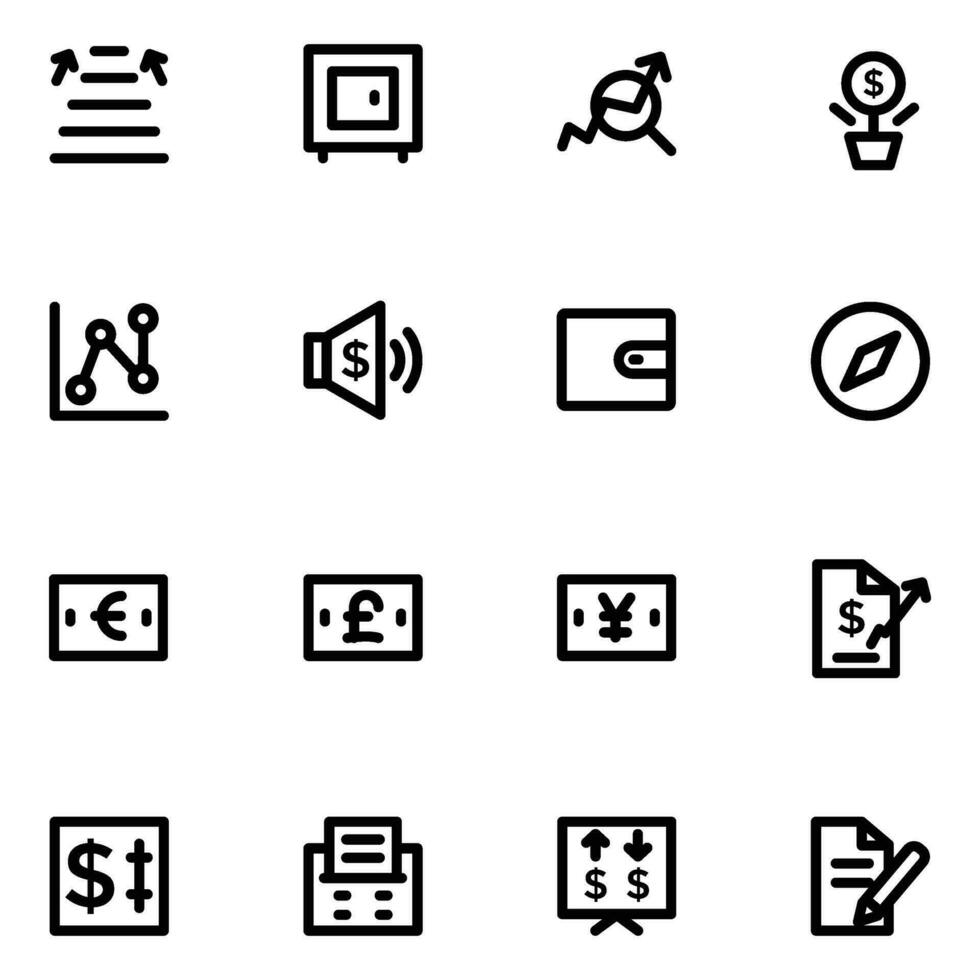affaires et argent la gestion audacieux ligne Icônes vecteur