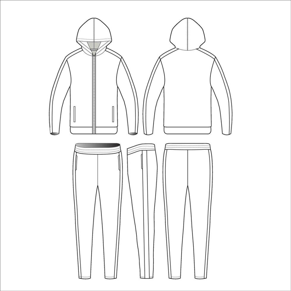 survêtement Haut et bas plat esquisser modèle vecteur