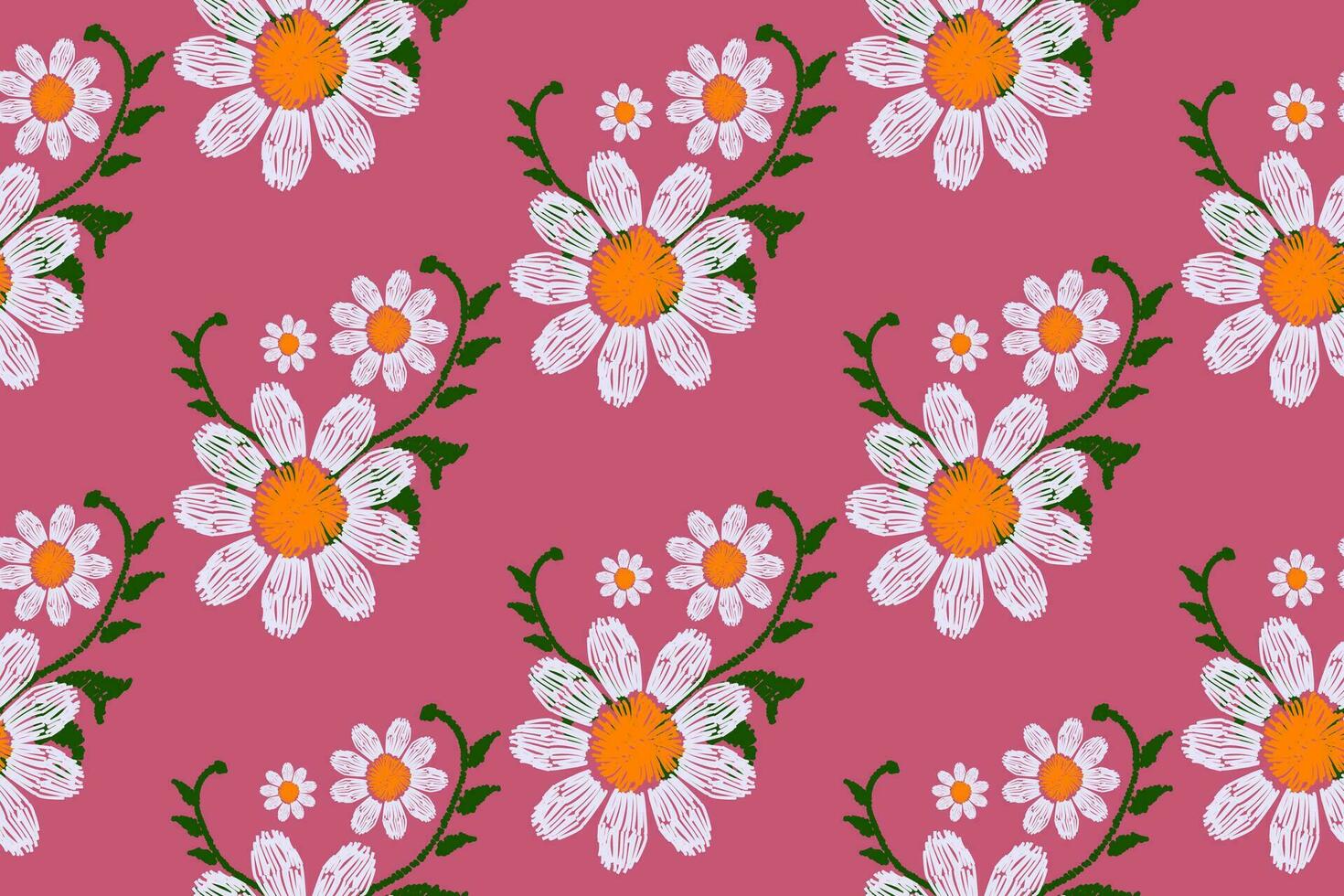 ikat sans couture floral modèle, traditionnel sans couture modèle, rose arrière-plan, aztèque style, broderie, abstrait, vecteur, conception illustration pour texture, tissu, imprimer. vecteur