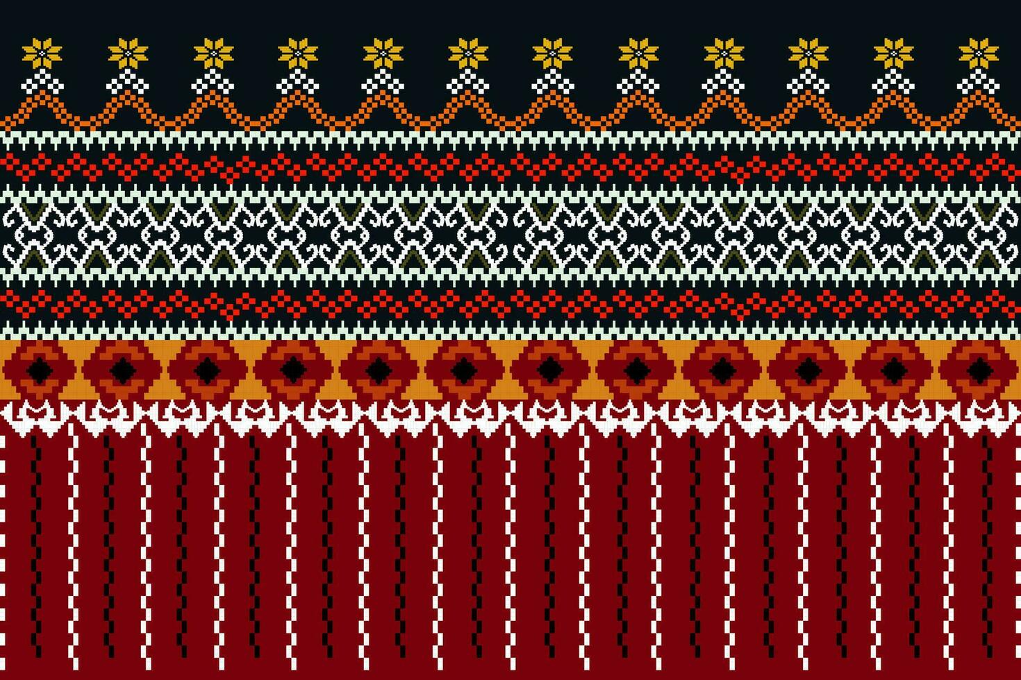 traverser point. géométrique ethnique motifs. conception pour sari, patola, sari, dupatta, vyshyvanka, Rushnyk, dupatta, vêtements, tissu, batique, tricots, broderie, Ikkat, pixel modèle. traditionnel conception. vecteur