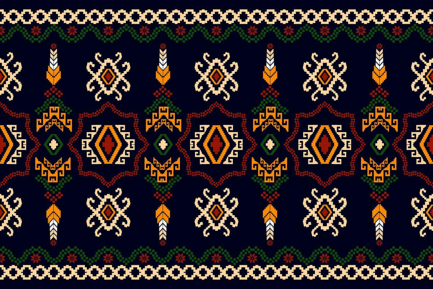 traverser point pixel modèle. ethnique motifs. abstrait art. conception pour tapis, fond d'écran, vêtements, textile, oreiller, rideau, drap de lit, table coureurs. ancien style. vecteur illustration.