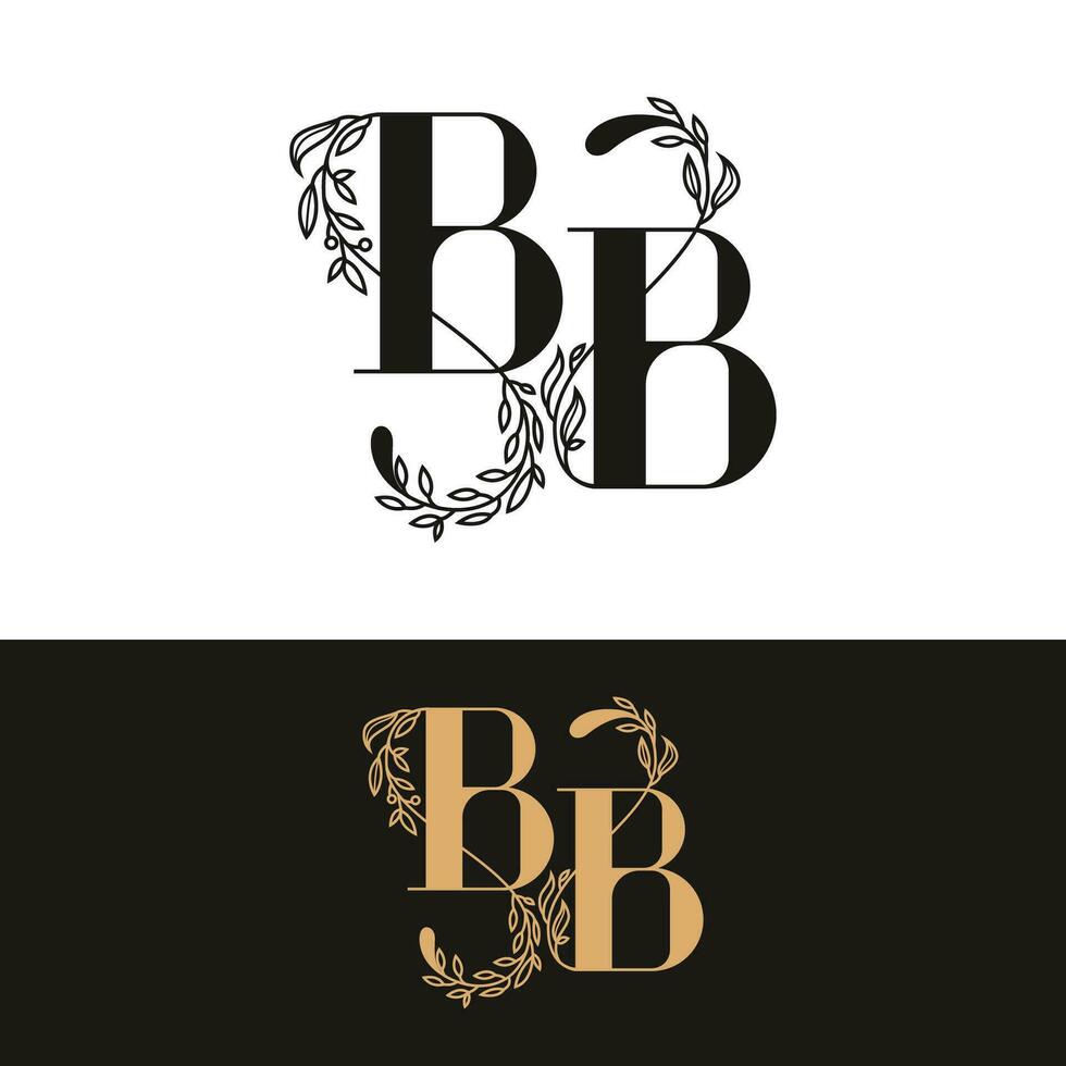 dessiné à la main mariage monogramme bb logo vecteur