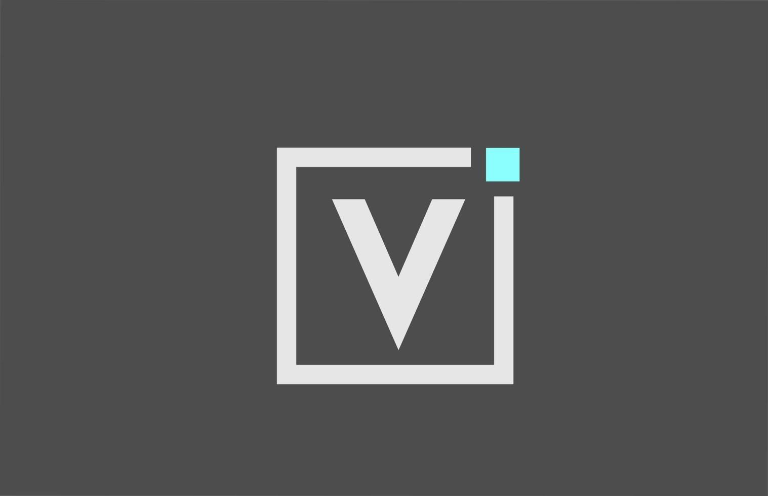 logo d'icône de lettre alphabet v gris. design carré pour l'identité de l'entreprise et de l'entreprise avec point bleu vecteur