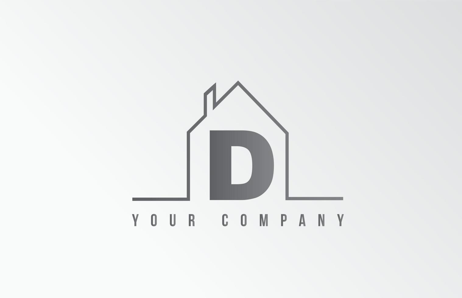 d maison alphabet icône logo lettre conception. maison pour une société immobilière. identité d'entreprise avec contour de ligne mince vecteur