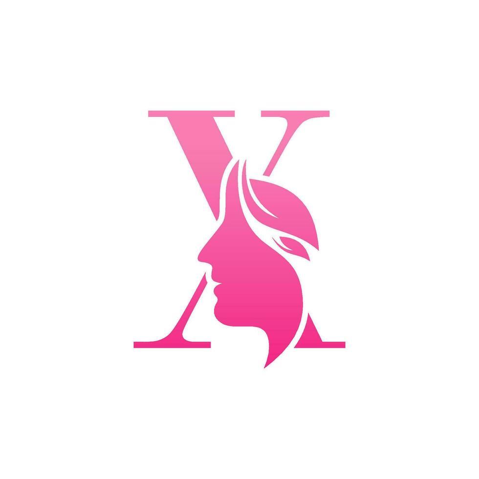 modèles de conception de logo de beauté initial x face vecteur