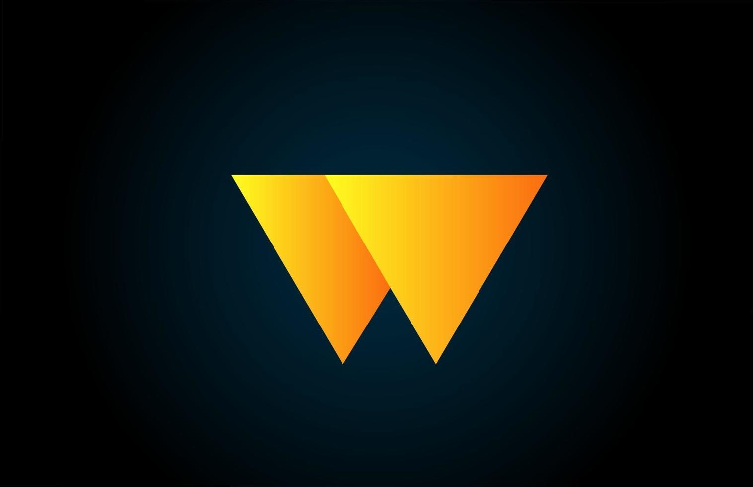 alphabet géométrique w lettre logo pour entreprise et société de couleur jaune. marquage et lettrage d'entreprise avec un design et un dégradé futuristes vecteur