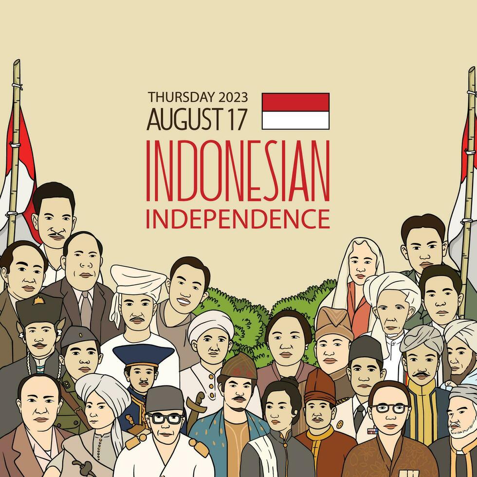 selamat hari kemerdekaan Indonésie. Traduction content indonésien indépendance journée illustration social médias Publier vecteur