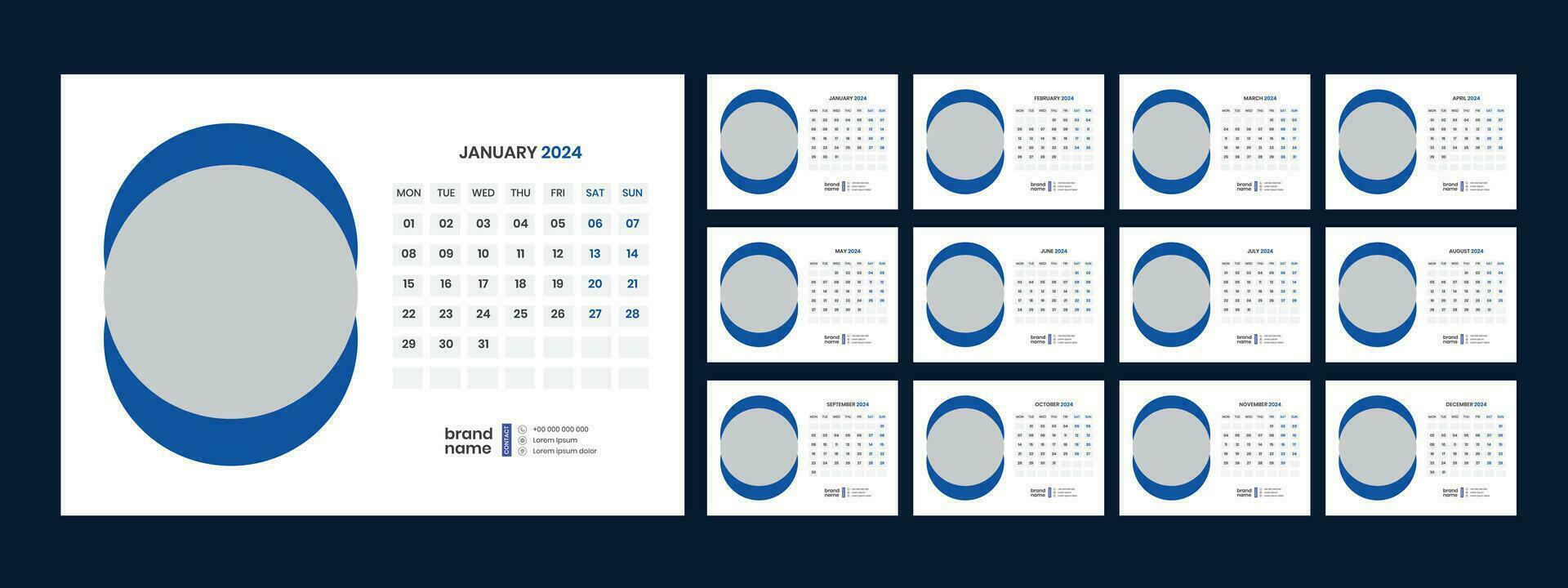 bureau calendrier 2024 modèle conception vecteur