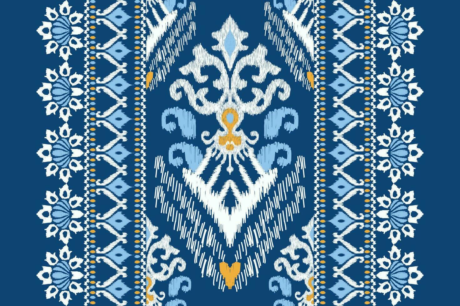 ikat floral paisley broderie sur bleu background.ikat ethnique Oriental modèle traditionnel.aztèque style abstrait vecteur illustration.design pour texture, tissu, vêtements, emballage, décoration, écharpe, tapis.