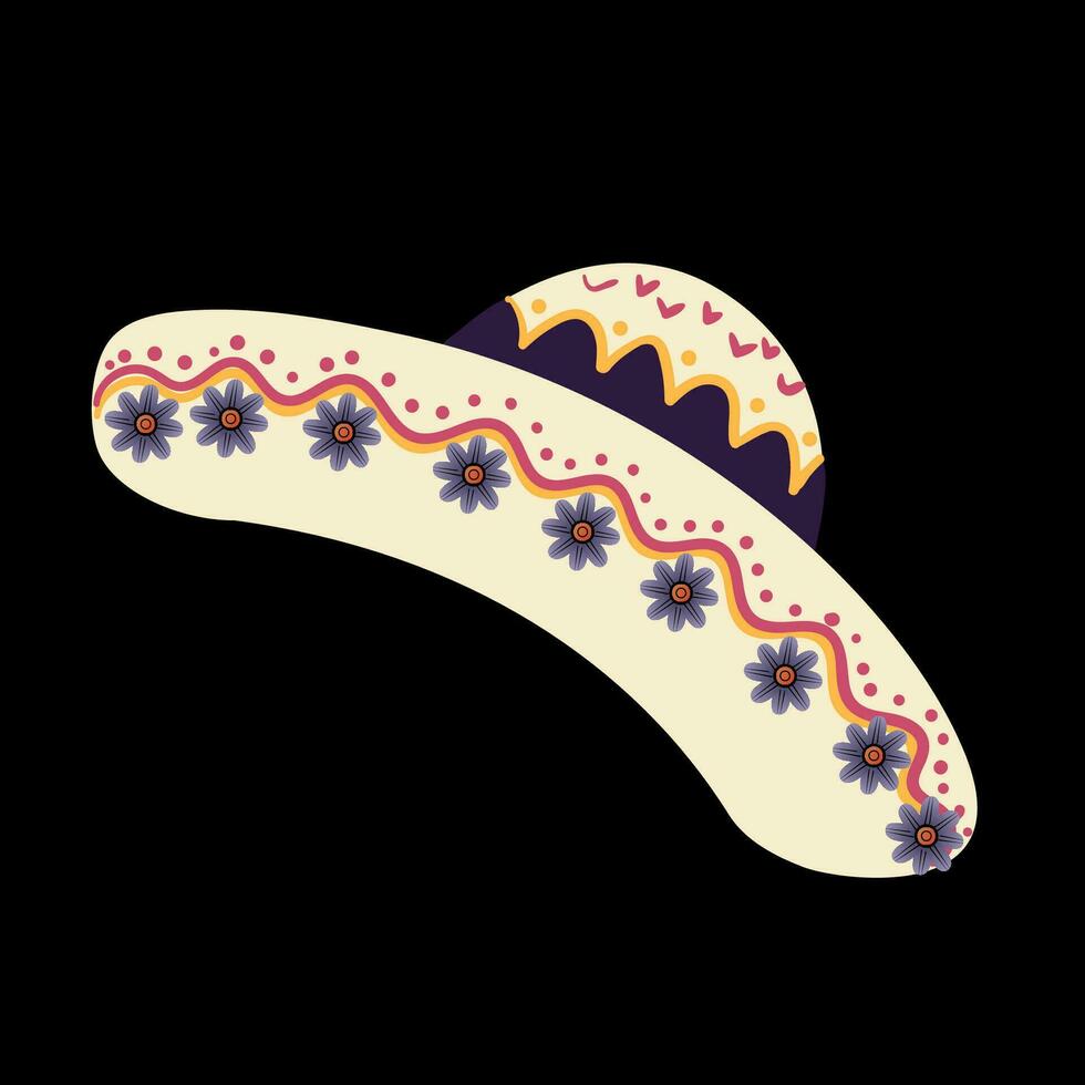Sambrero vecteur illustration. le traditionnel sombrero chapeau est magnifiquement représenté dans une dessiné à la main style, capturer le essence de célébrations et fêtes.