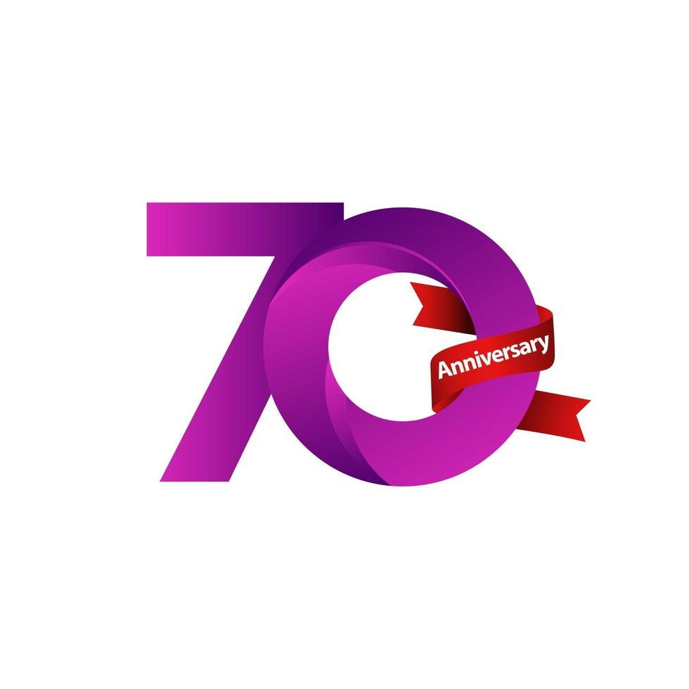70 ans anniversaire célébration ruban violet vector illustration de conception de modèle