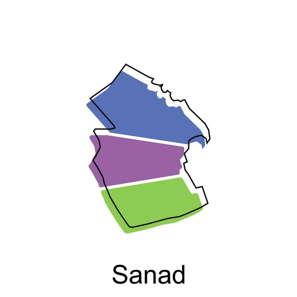 carte de sanad géométrique avec contour moderne conception modèle, monde carte international vecteur modèle avec contour graphique esquisser style isolé sur blanc Contexte