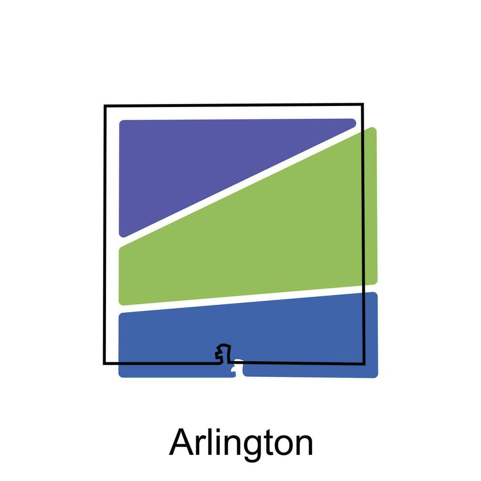 Facile carte de Arlington, coloré moderne géométrique avec contour illustration conception modèle, adapté pour votre conception vecteur
