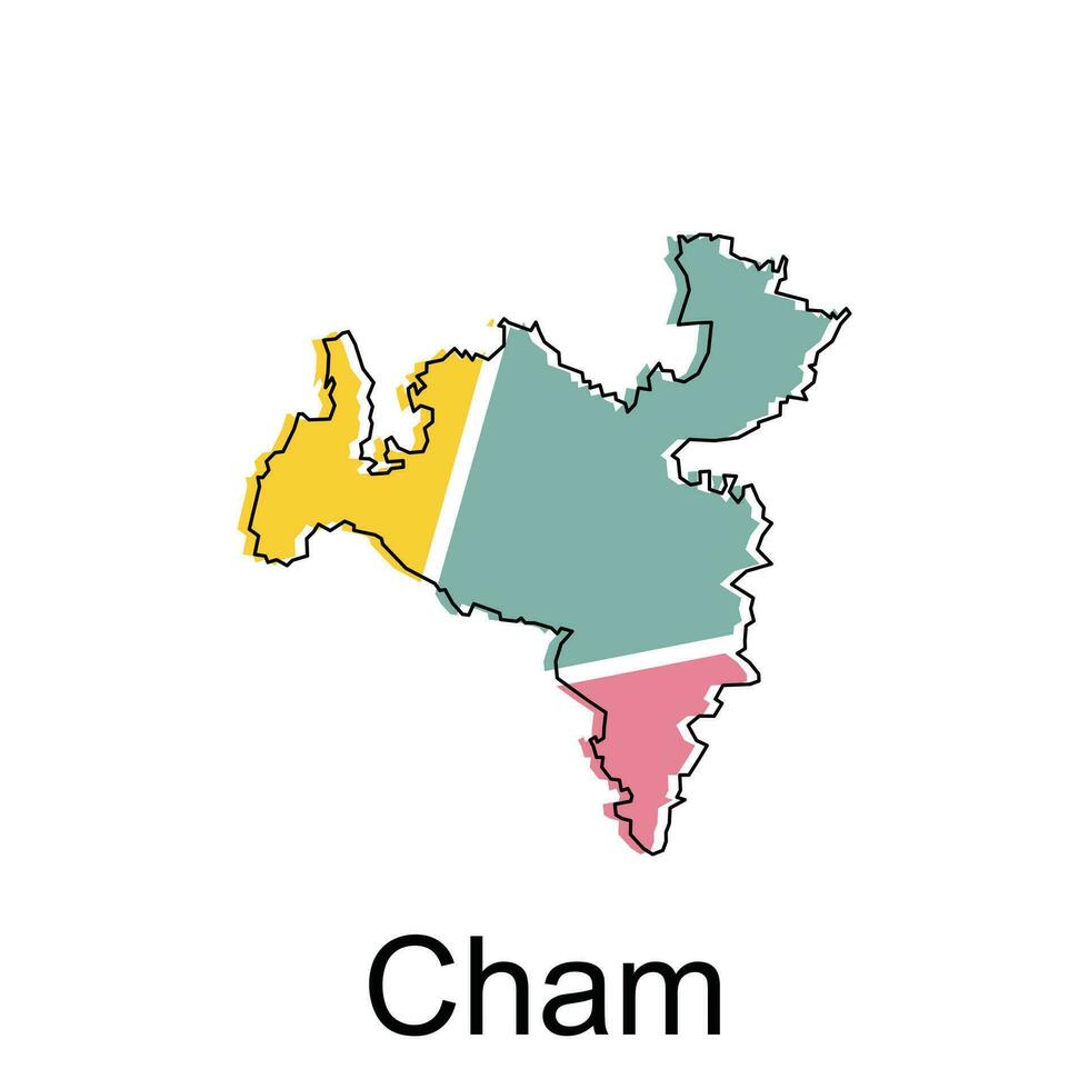 carte de cham moderne contour, carte de allemand pays coloré vecteur conception modèle