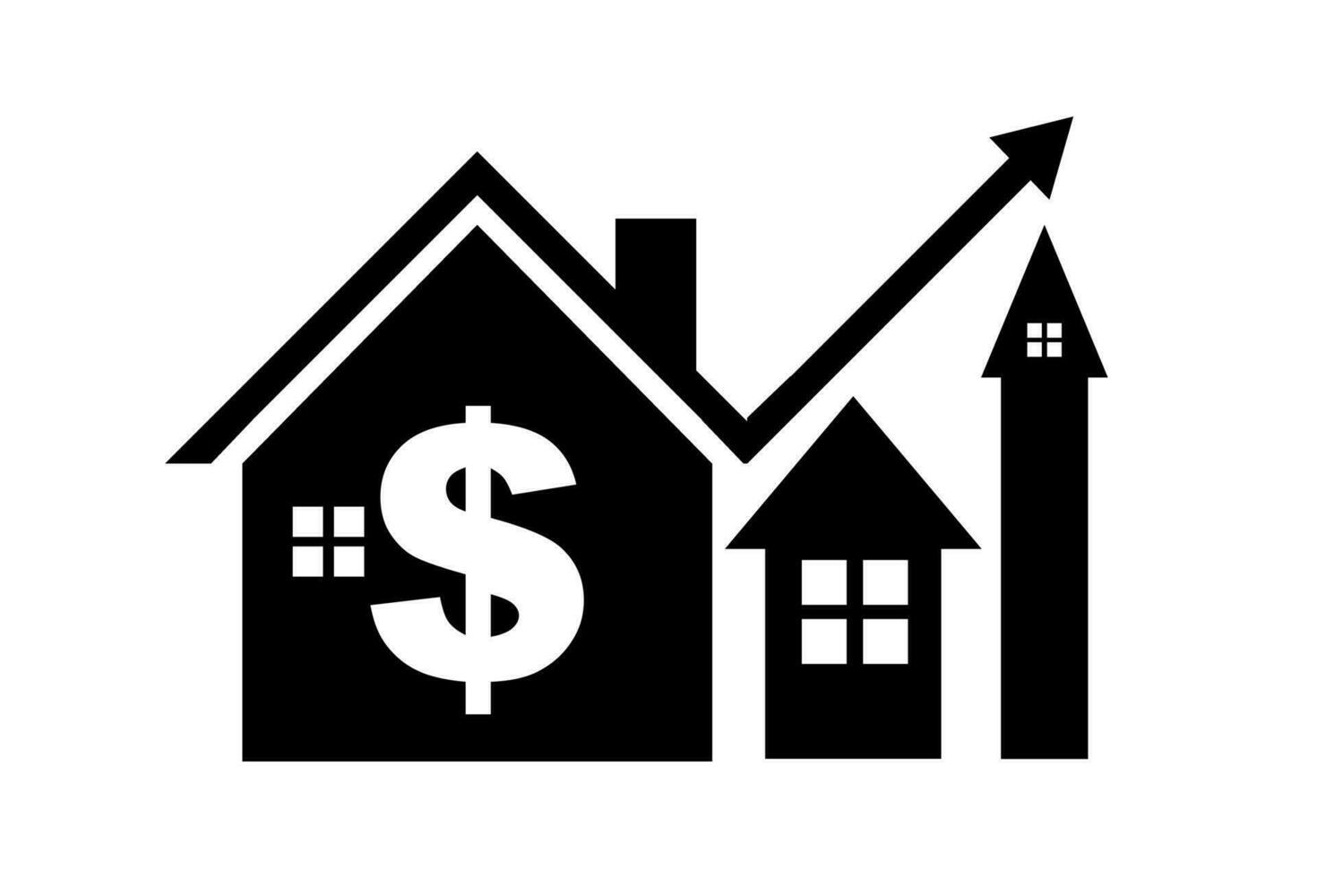 hypothèque taux icône, maison investissement croissance icône. augmenté logement prix pour haute inflation taux. propriété profit augmenter Coût de vivant concept. haute l'intérêt pourcentage croissance graphique réel domaine. vecteur