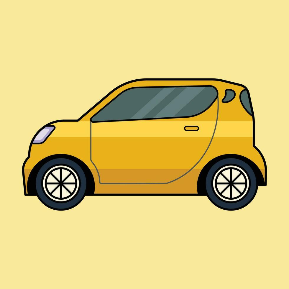 Jaune intelligent petit voiture art illustration vecteur conception