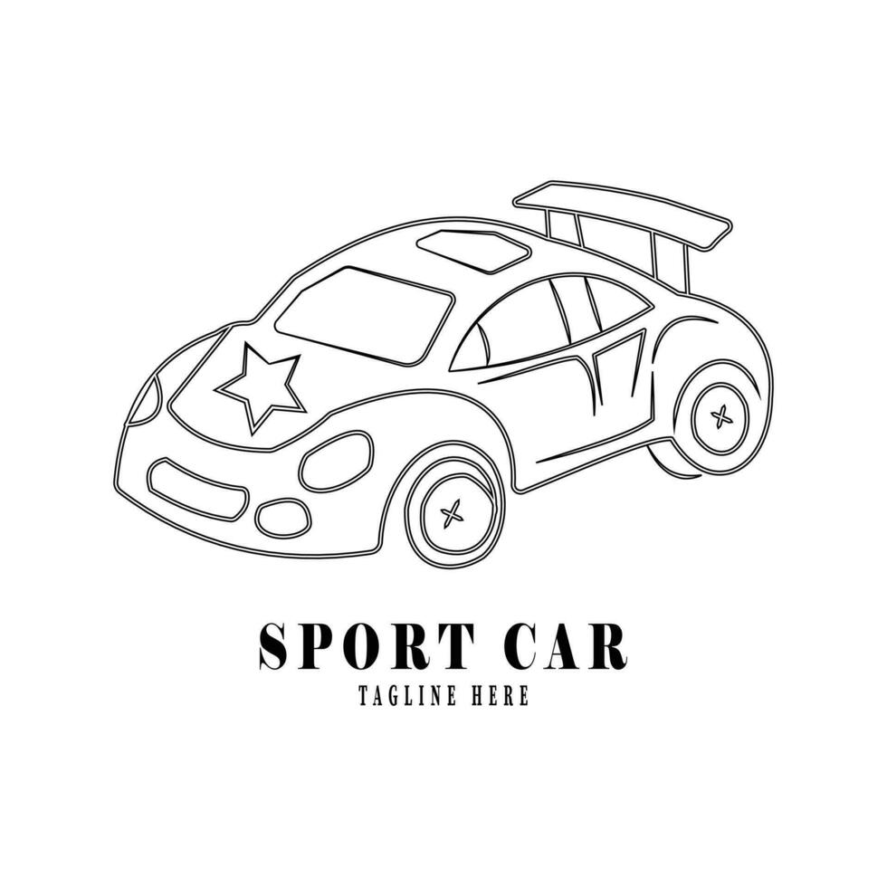 des sports voiture silhouette avec contour dessin vecteur