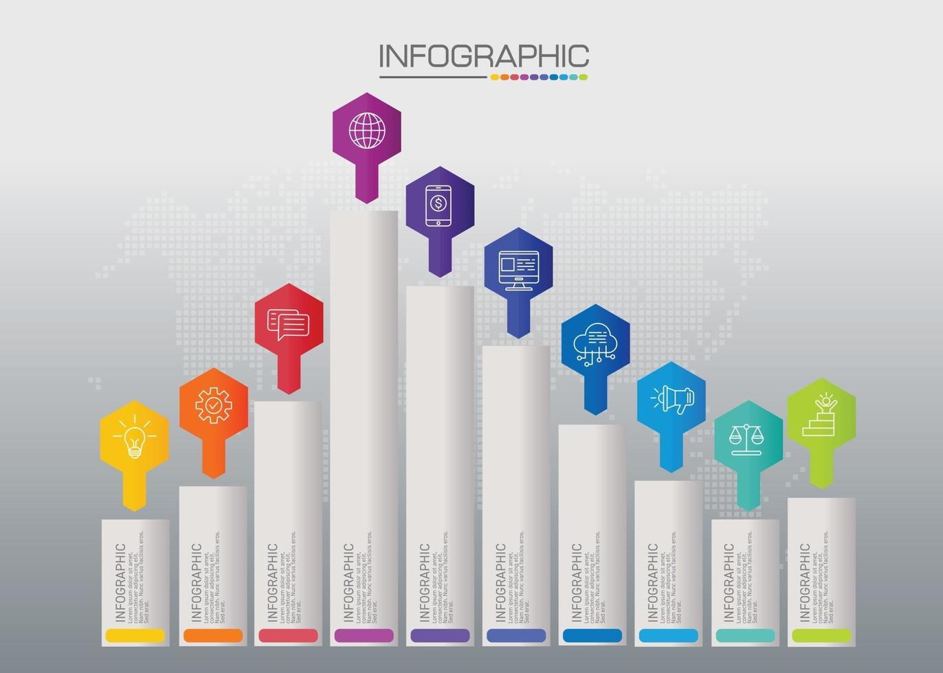 graphique infographique avec concept d'entreprise, 8 options peuvent être utilisées pour le concept d'entreprise avec 8 étapes. vecteur