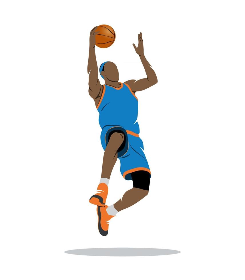 joueur de basket-ball abstrait avec ballon sur une illustration vectorielle de fond blanc vecteur