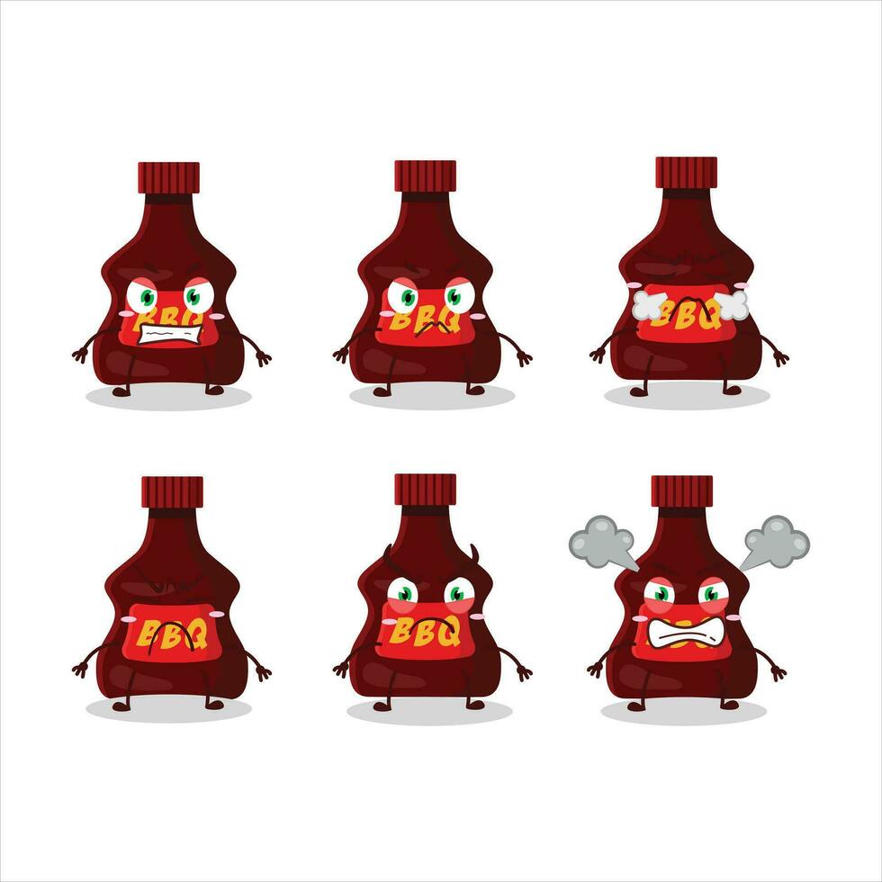 un barbecue sauce dessin animé personnage avec divers en colère expressions vecteur