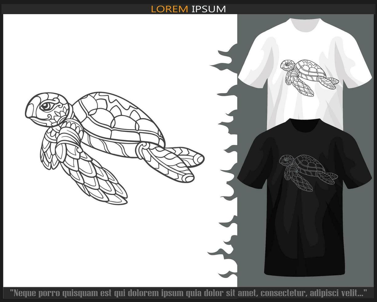 mer tortue mandala les arts isolé sur noir et blanc t chemise. vecteur