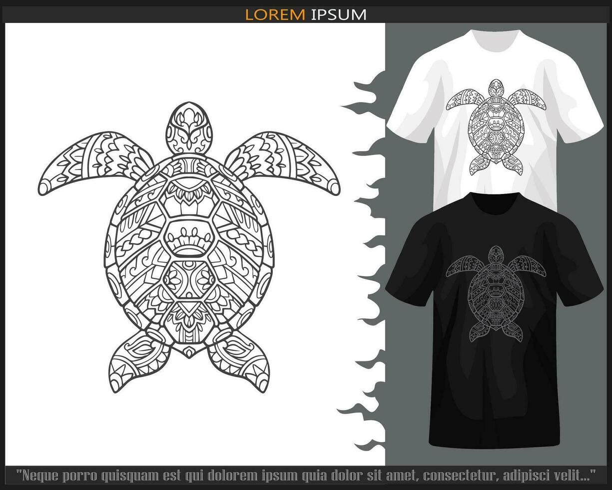 mer tortue mandala les arts isolé sur noir et blanc t chemise. vecteur