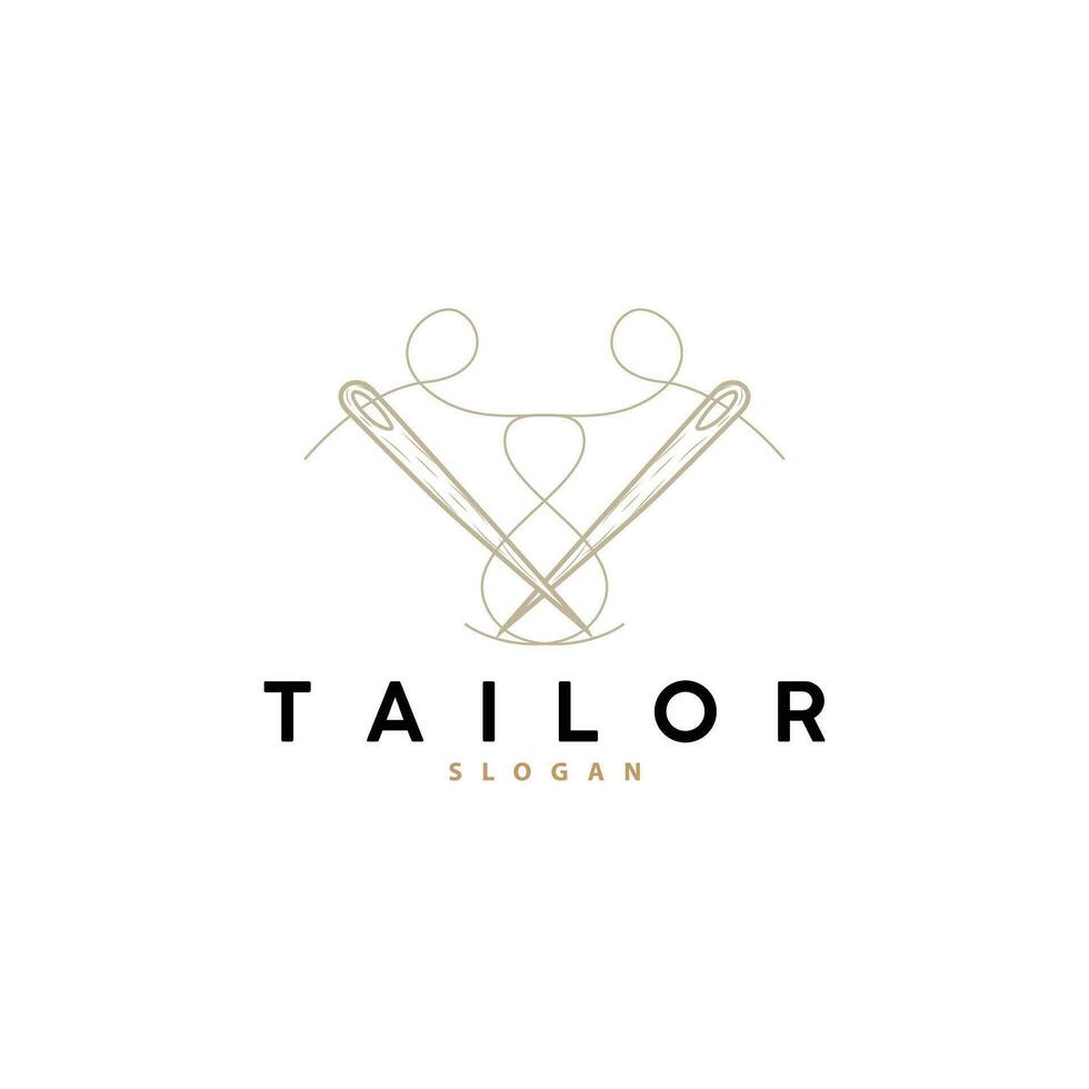 tailleur logo, aiguille et fil vecteur, rétro ancien Facile minimaliste vieux inspiration conception vecteur