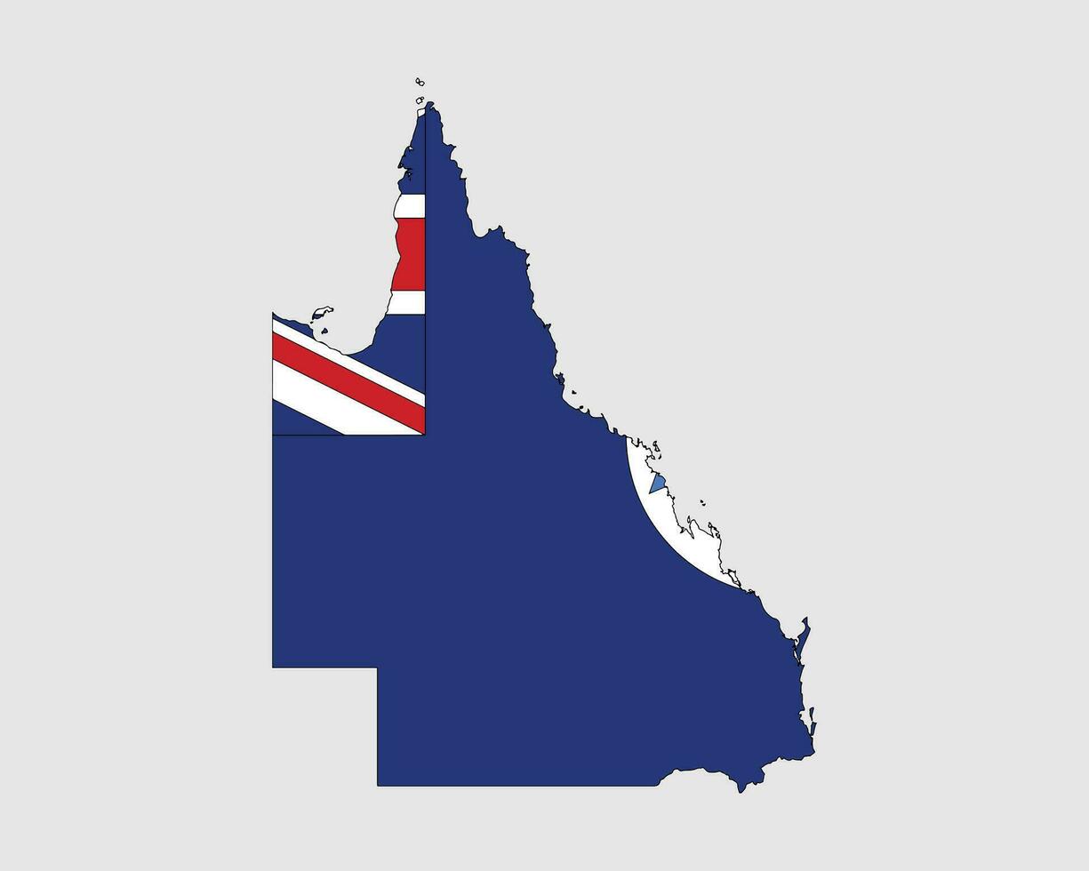 Queensland carte drapeau. carte de qld, Australie avec le Etat drapeau. australien État. vecteur illustration bannière.