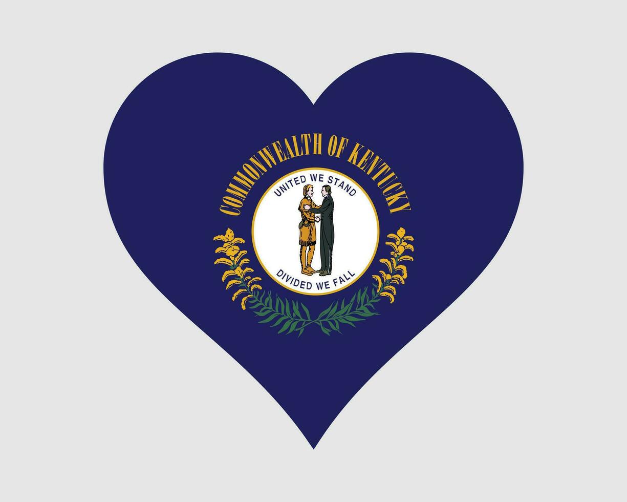 Kentucky Etats-Unis cœur drapeau. ky nous l'amour forme Etat drapeau. kentuckien uni États de Amérique bannière icône signe symbole clipart. eps vecteur illustration.