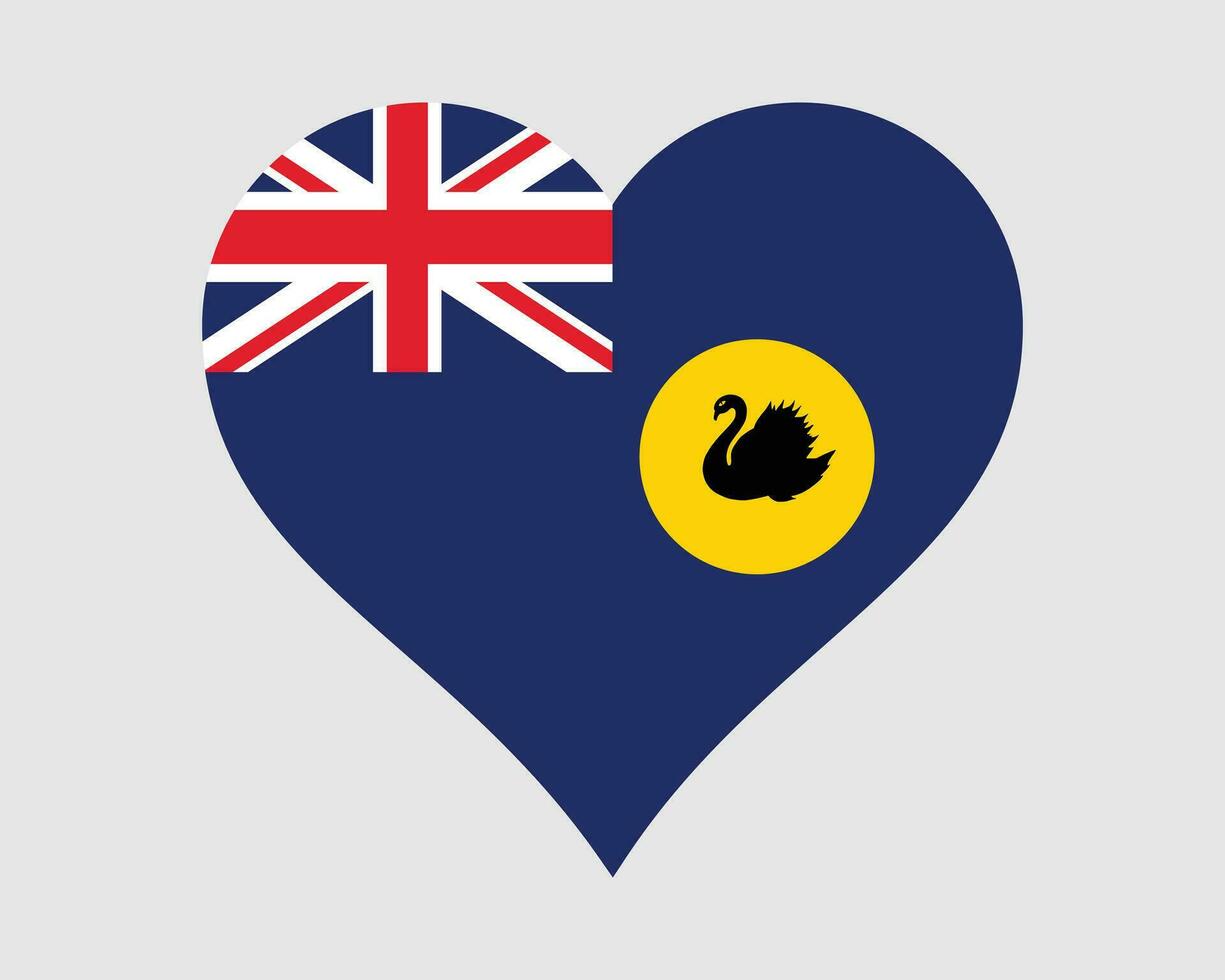 occidental Australie cœur drapeau. Washington aus l'amour forme drapeau. australien Etat bannière icône signe symbole clipart. eps vecteur illustration.