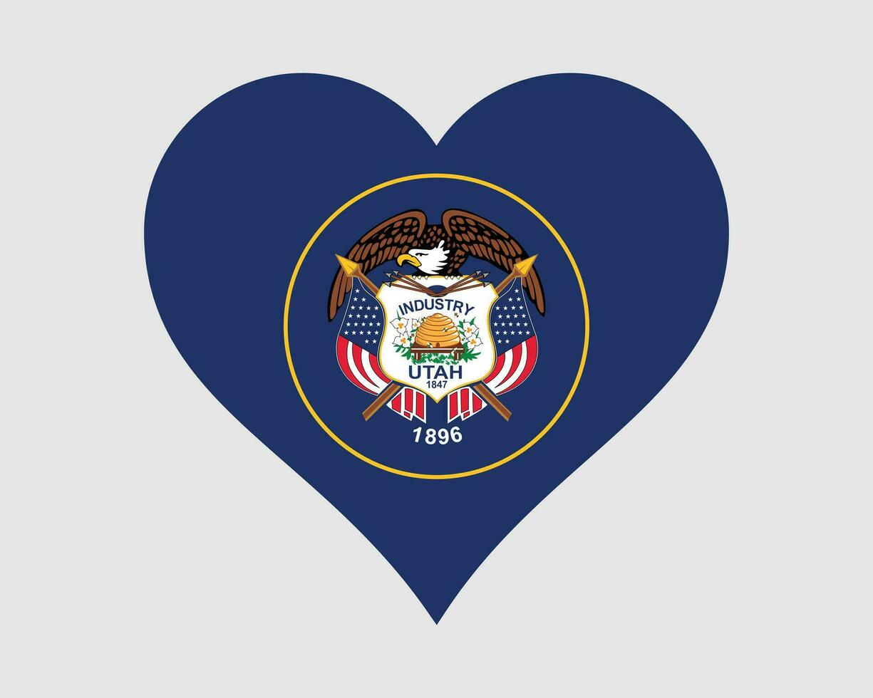 Utah Etats-Unis cœur drapeau. Utah nous l'amour forme Etat drapeau. ruche Etat uni États de Amérique bannière icône signe symbole clipart. eps vecteur illustration.