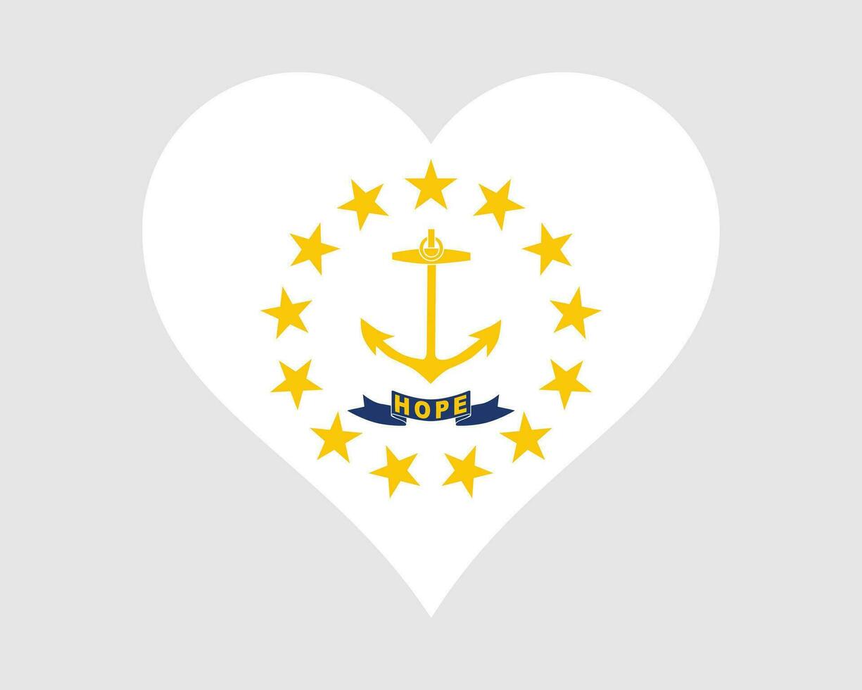 rhode île Etats-Unis cœur drapeau. ri nous l'amour forme Etat drapeau. océan Etat uni États de Amérique bannière icône signe symbole clipart. eps vecteur illustration.