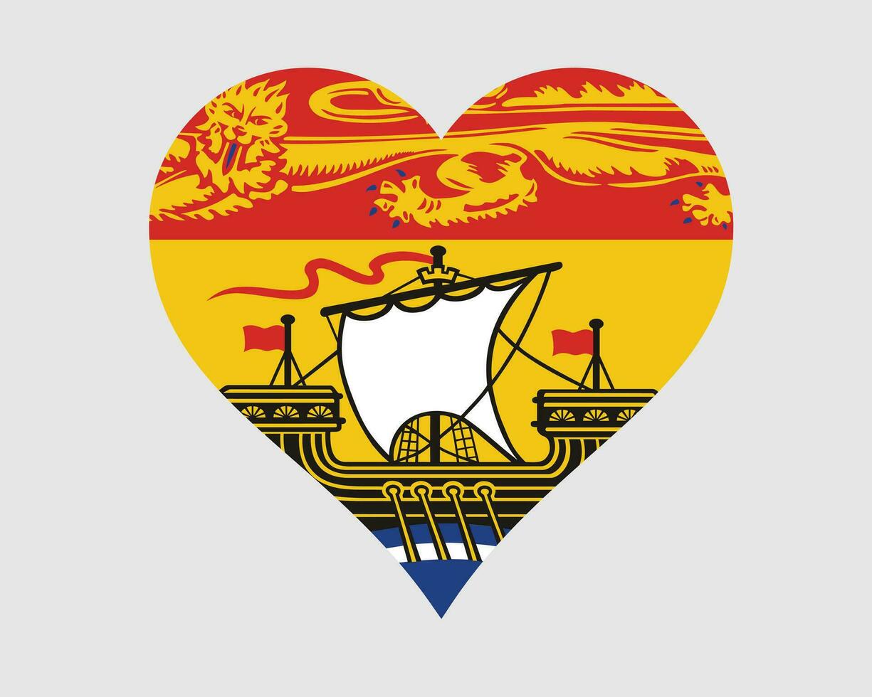 Nouveau brunswick Canada cœur drapeau. nb canadien l'amour forme Province drapeau. Nouveau brunswick bannière icône signe symbole clipart. eps vecteur illustration.