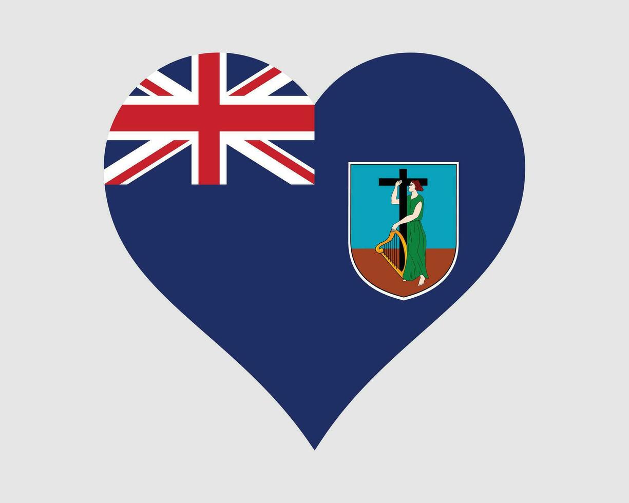 montserrat cœur drapeau. montserratienne l'amour forme drapeau. Britanique étranger territoire bot bannière icône signe symbole clipart. eps vecteur illustration.