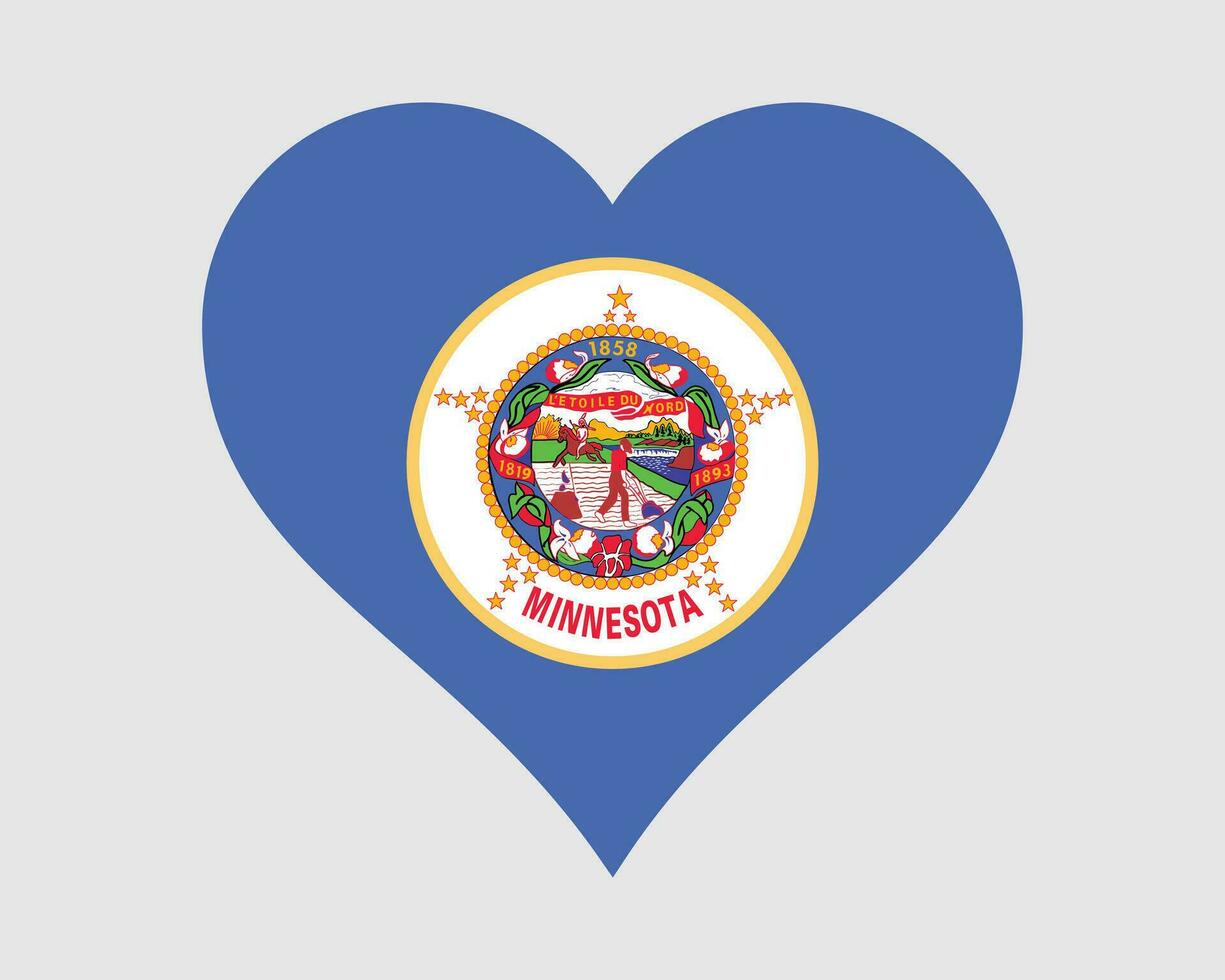 Minnesota Etats-Unis cœur drapeau. mn nous l'amour forme Etat drapeau. minnesotan uni États de Amérique bannière icône signe symbole clipart. eps vecteur illustration.