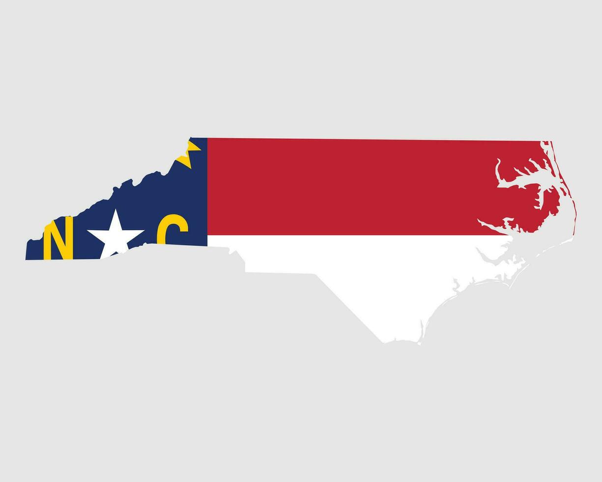 Nord Caroline NC Etats-Unis carte drapeau vecteur