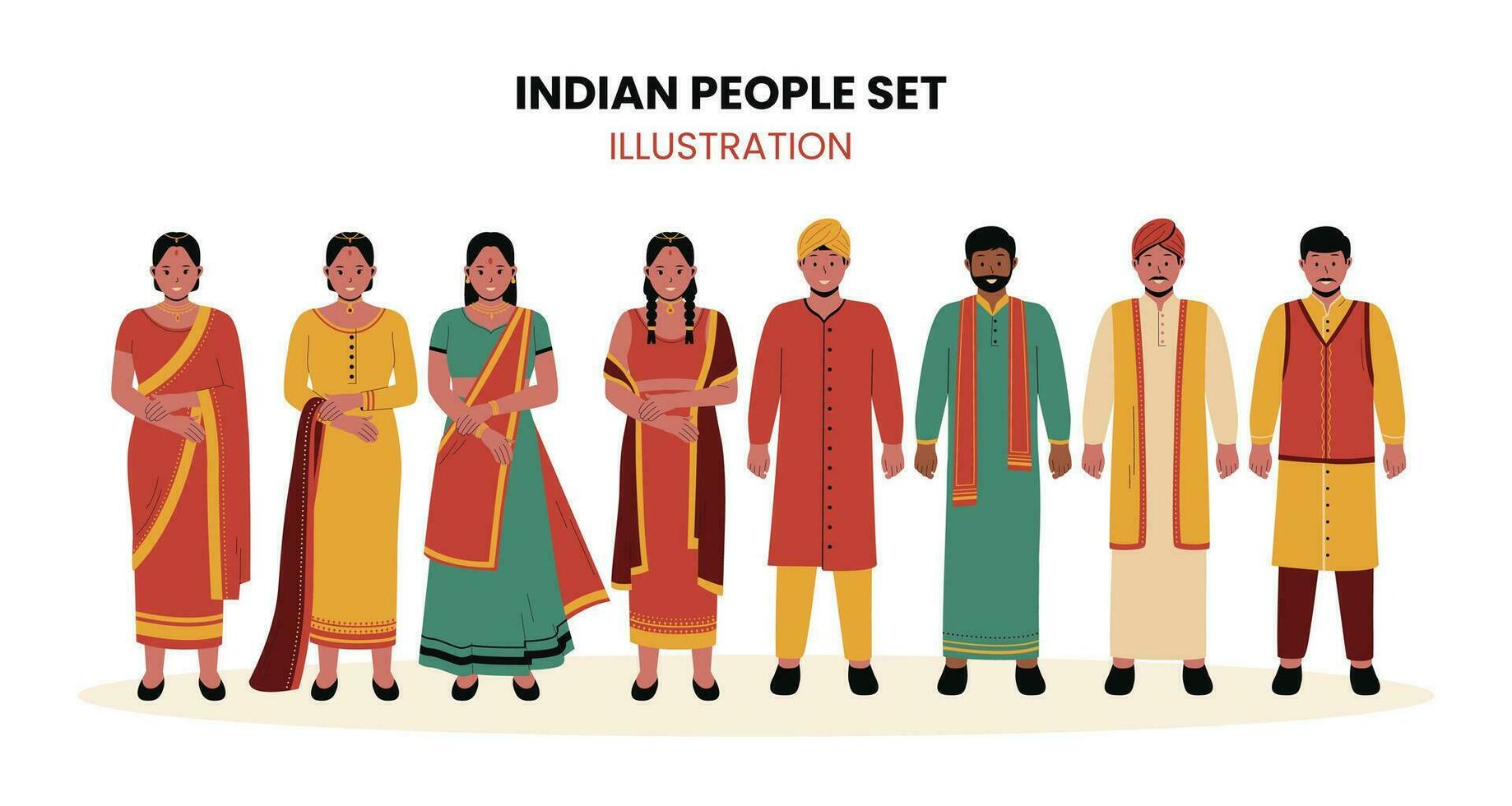 Indien gens dans traditionnel vêtements illustration vecteur