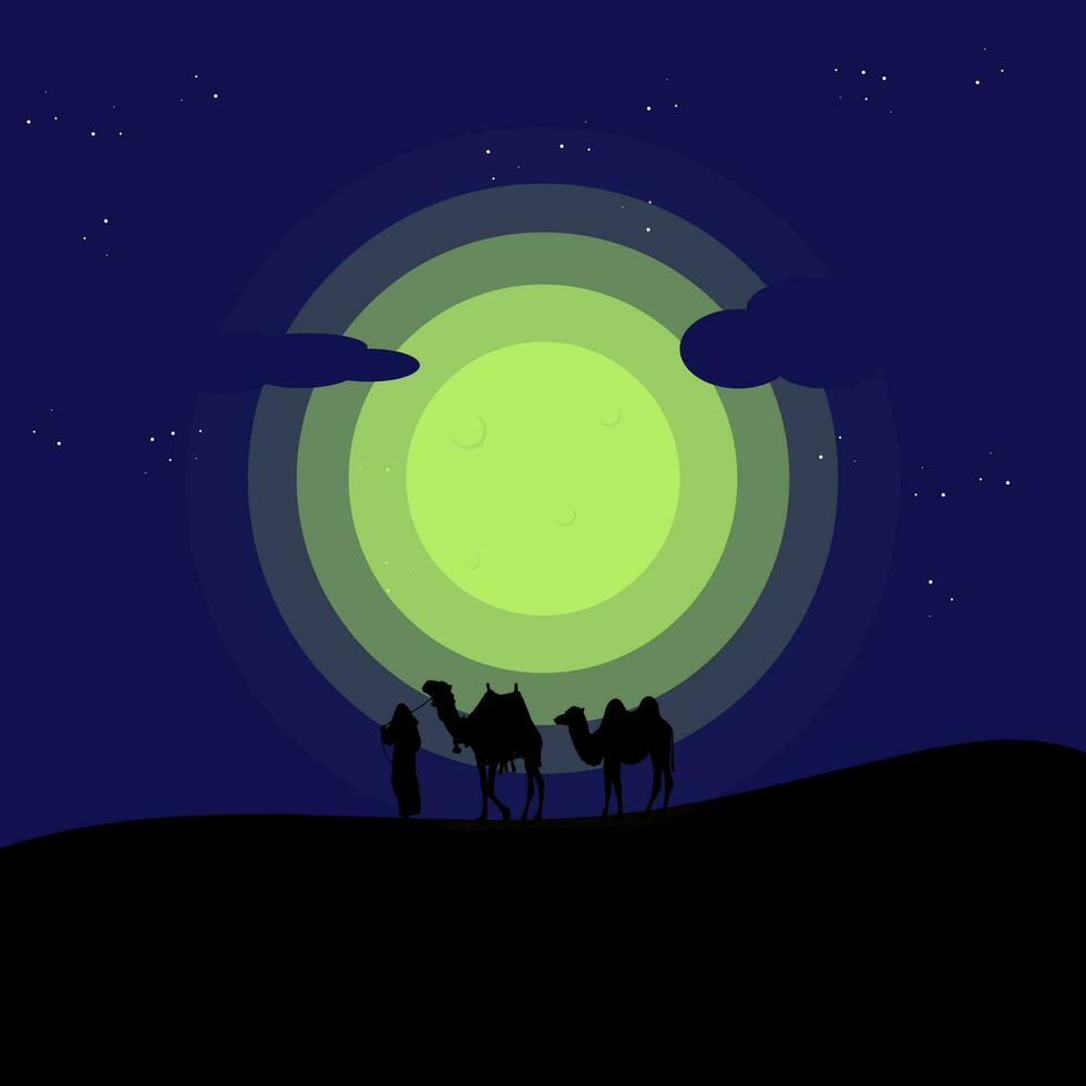 Trois sage Hommes sur chameaux dans le désert à nuit vecteur
