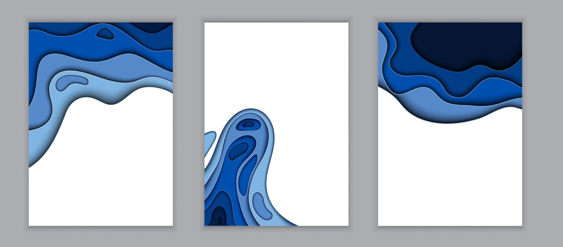 modèle de fond abstrait papier bleu coupé avec place pour votre texte. illustration vectorielle vecteur