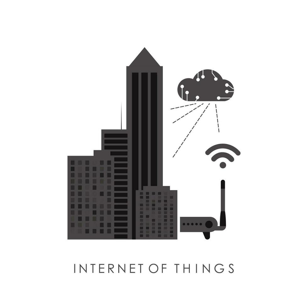 iot et automatisation concept. ville connecté à le l'Internet. bien pour présentations. vecteur illustration.