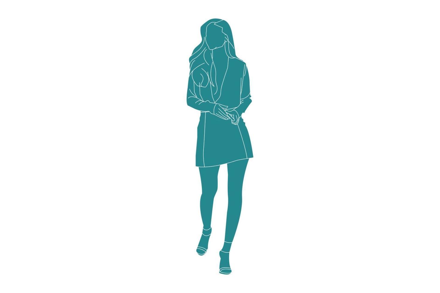 illustration vectorielle femme avec des robes, style plat avec contour vecteur