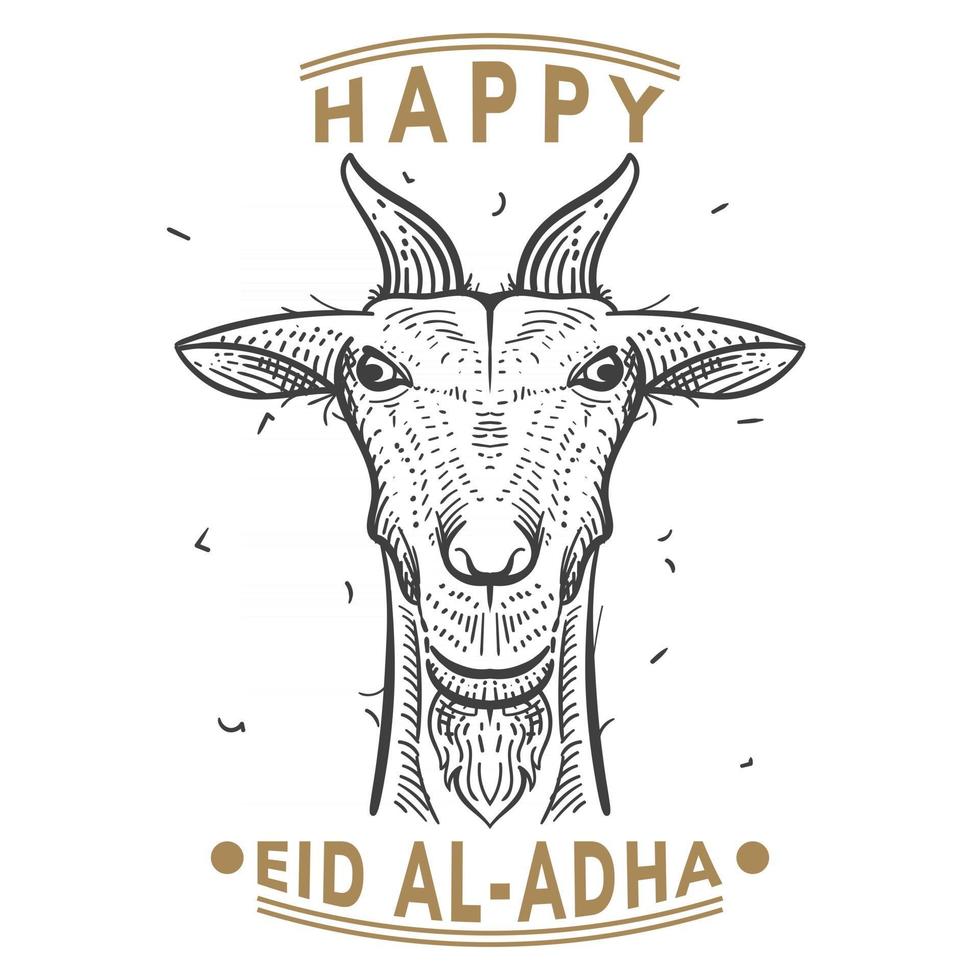 eid al adha avec illustration de tête de chèvre vecteur